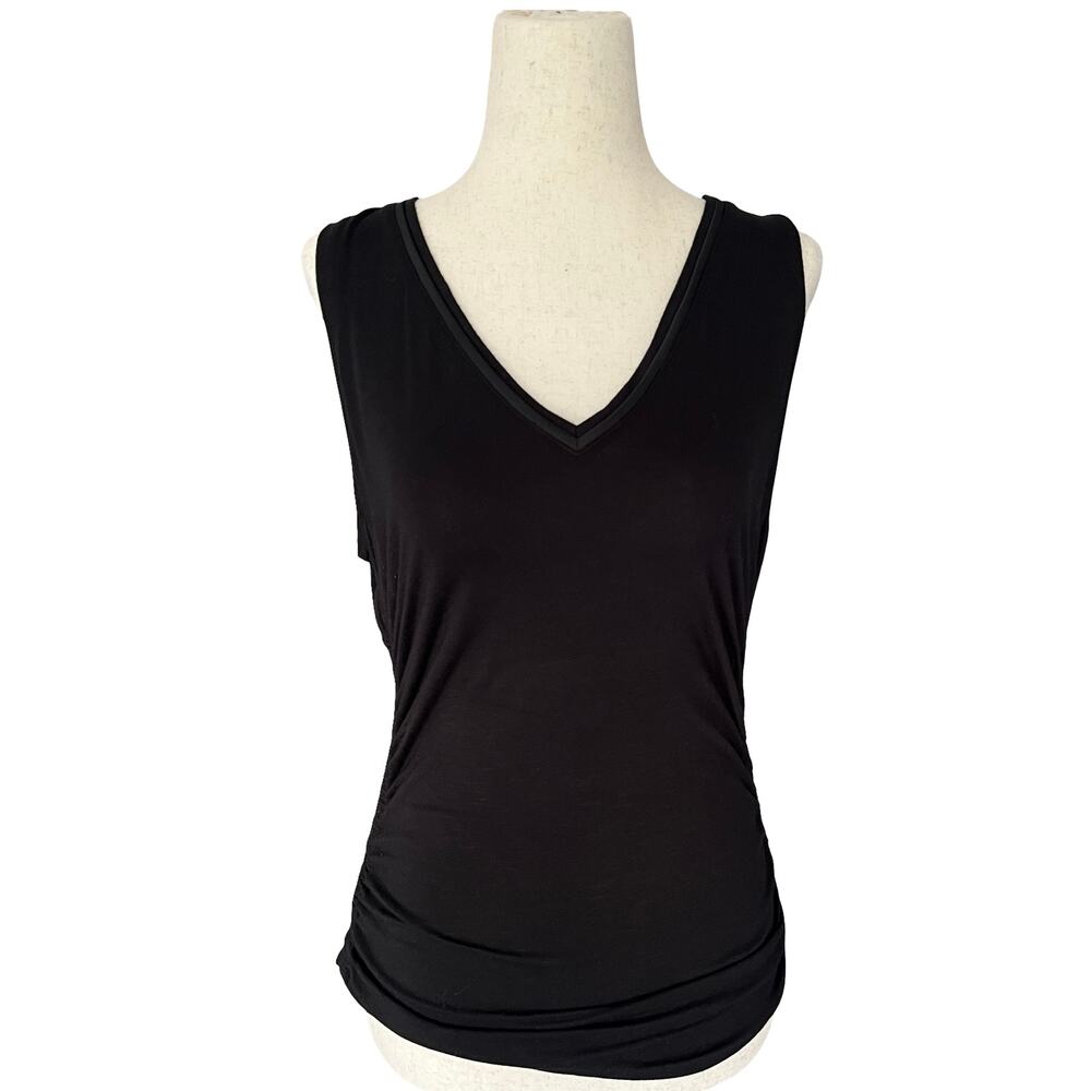 WHBM Black V-Neck Sleeveless Tank Small Classic Summer Capsule Wardrobe Basic